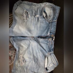 refuge Light Blue Denim Shorts with Contrast Stitching Beach Summer Sun